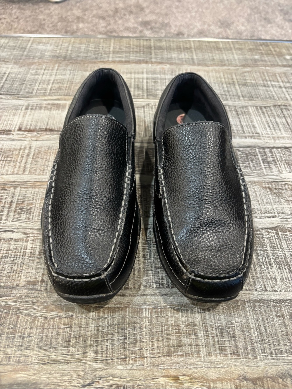 Perry Ellis Black Pebbled Leather Slip-On Moccasin Loafers